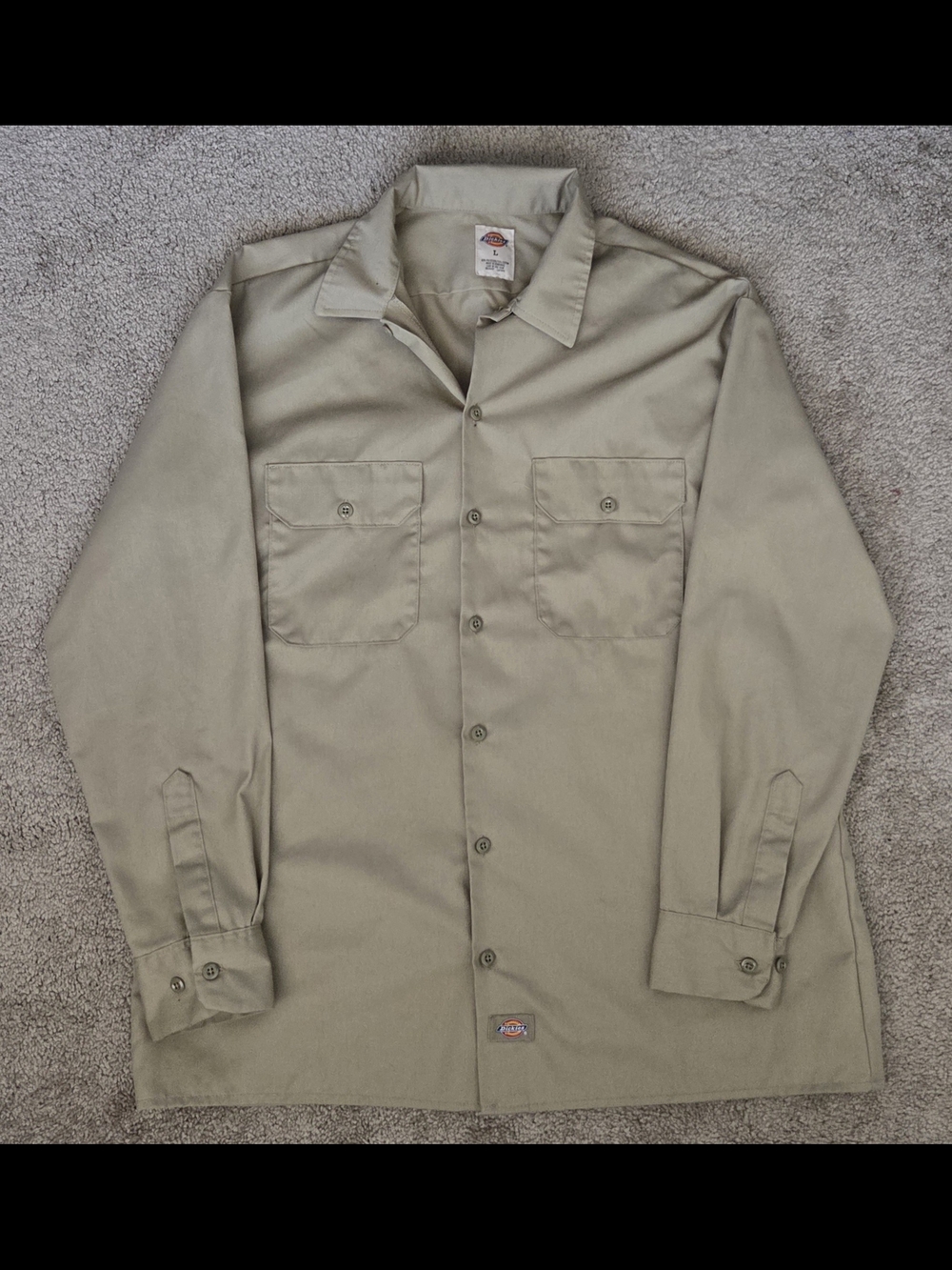 Dickies Vintage Tan Button-Up Utility Shirt Men's Large